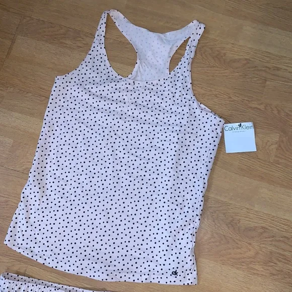 NWT Calvin Klein 2-Piece Pajama Set (Polka Dot Print), Medium, Light Pink - Picture 3 of 9